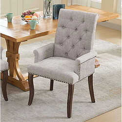 Avis STILVORA Chaise de salle à manger beige en chenille avec accoudoirs et capitonnage