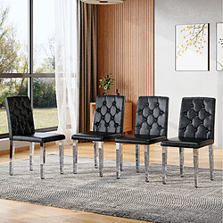 Acheter STILVORA Lot de 4 chaises de salle à manger 42/43/89 cm noir et argent en PU matelassé