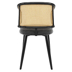 STILVORA Chaise de salle à manger 47/51/79 cm gris en velours et fer avec dossier en rotin pas cher