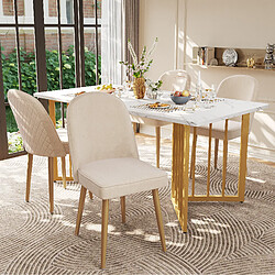 Acheter STILVORA Lot de 6 chaises de salle à manger 45,5/62/87,5 cm beige en velours et métal doré
