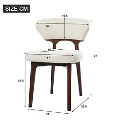 STILVORA Lot de 6 chaises de salle à manger beige clair en chenille et bois massif rembourré pas cher