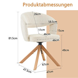 STILVORA Lot de 2 chaises pivotantes 47,5/46/81,5 cm blanc crème en tissu et bois massif 360° pas cher