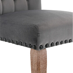 STILVORA Chaise de salle à manger grise en velours avec bois massif et anneau décoratif pas cher