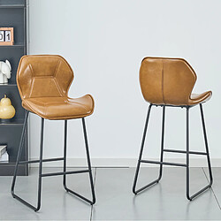 Acheter STILVORA Lot de 2 tabourets de bar marron en cuir synthétique et métal avec dossier