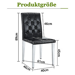 STILVORA Lot de 4 chaises de salle à manger 42/43/89 cm noir et argent en PU matelassé pas cher