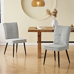Avis STILVORA Chaise de salle a manger lot de 2 gris clair en chenille et metal au motif pied-de-poule
