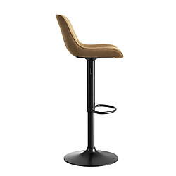STILVORA Lot de 4 tabourets de bar 87/109 cm marron en velours avec rotation 360° pas cher