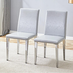 Avis STILVORA Lot de 2 chaises de salle à manger 41/90 cm gris clair argent en métal PU