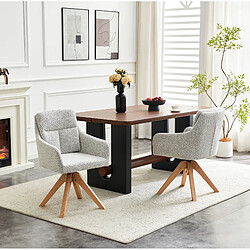 Avis STILVORA Lot de 2 chaises de salle à manger 87 cm gris clair en tissu et bois massif pivotantes