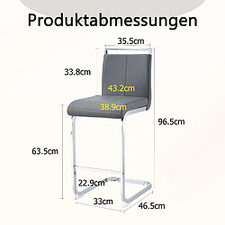 Acheter STILVORA Lot de 2 tabourets de bar 96,5/63,5 cm gris foncé en PU et métal avec repose-pieds