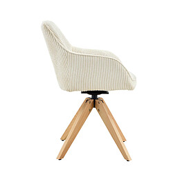 STILVORA Fauteuil pivotant lot de 2 56/44/84 cm blanc cassé en velours et bois massif pas cher