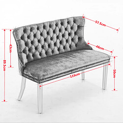 Acheter STILVORA Banquette de salle à manger 2 places beige en velours avec pieds dorés capitonnés