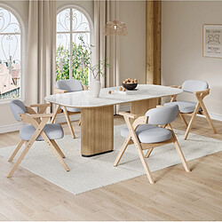 Avis STILVORA Chaise de salle à manger pliante grise en bois massif avec accoudoirs