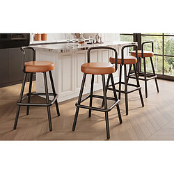 Avis STILVORA Lot de 4 tabourets de bar 37/37/90,5 cm marron en métal et PU avec dossier