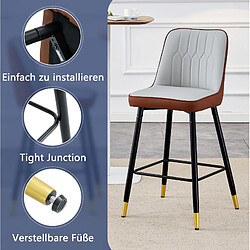STILVORA Lot de 2 tabourets de bar 100 cm marron/noir et gris clair en PU avec repose-pieds pas cher