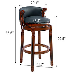 Acheter STILVORA Tabouret de bar 66 cm bleu en cuir véritable et bois pivotant avec dossier