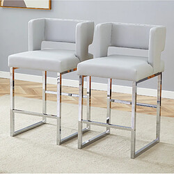 Avis STILVORA Lot de 2 tabourets de bar 91,4 cm gris clair en métal et similicuir PU rembourrés