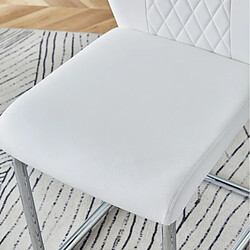 STILVORA Chaise de salle à manger blanc et argent en métal et PU avec dossier effet maille pas cher