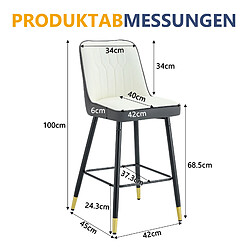 Acheter STILVORA Lot de 2 tabourets de bar 100 cm blanc et gris foncé en PU et métal avec repose-pieds