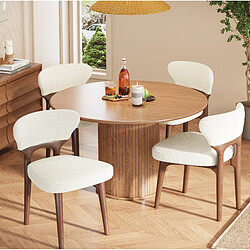Avis STILVORA Chaise de salle à manger lot de 4 beige clair en chenille avec structure en bois massif