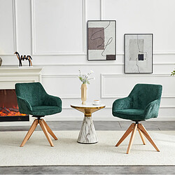 Avis STILVORA Lot de 2 chaises pivotantes 84/44/56 cm vert foncé en velours et bois massif
