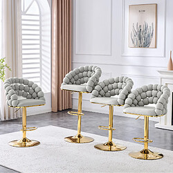 Avis STILVORA Tabourets de bar 65/112 cm gris clair en velours avec dossier ergonomique