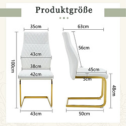 Acheter STILVORA Chaise de salle à manger 100 cm blanche et dorée en métal et PU dossier haut