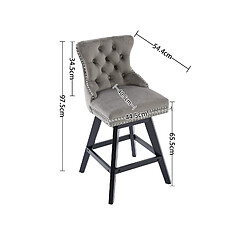 Acheter STILVORA Tabourets de bar gris en velours avec assise pivotante et dossier courbé