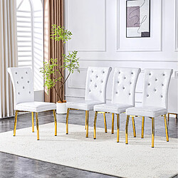 Avis STILVORA Chaise de salle à manger lot de 4 blanc et or en métal et PVC avec pieds réglables