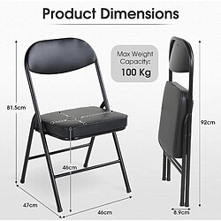 Avis STILVORA Chaises pliantes noires en acier avec assise rembourrée lot de 4