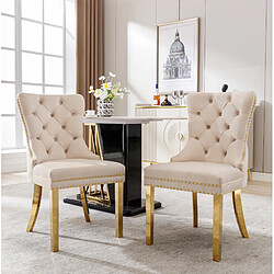 Avis STILVORA Chaise de salle à manger 50,5/45/95 cm beige en velours avec anneau décoratif