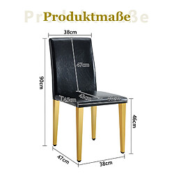 Acheter STILVORA Lot de 4 chaises de salle à manger 41/90 cm noir et or en métal et PU ergonomiques