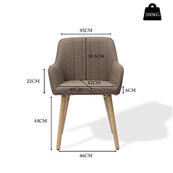 Avis STILVORA Chaise de salle à manger marron en tissu et métal avec accoudoirs intégrés