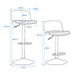 STILVORA Tabouret de bar lot de 2 blanc en métal rembourré avec hauteur réglable pas cher