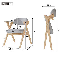 STILVORA Chaise de salle à manger pliante grise en bois massif avec accoudoirs pas cher