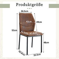 Acheter STILVORA Chaise de salle à manger 43/42,6/93 cm marron et noir en tissu et métal lot de 4