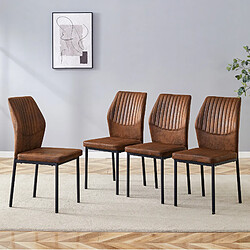 Avis STILVORA Chaise de salle à manger 43/42,6/93 cm marron et noir en tissu et métal lot de 4