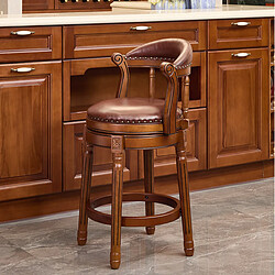 Avis STILVORA Tabouret de bar 66 cm marron en cuir véritable et bois pivotant à 360°