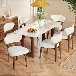 Avis STILVORA Chaise de salle à manger lot de 2 beige clair en chenille avec structure en bois massif