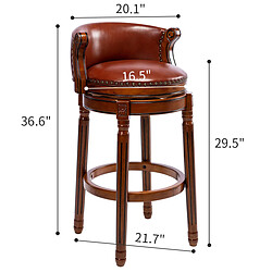 Acheter STILVORA Tabouret de bar 74,9 cm marron en cuir véritable et bois pivotant à 360°