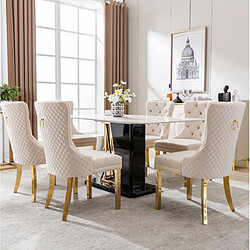Avis STILVORA Chaise de salle à manger 50,5/45/95 cm beige en velours avec pieds dorés
