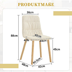 STILVORA Chaise de salle à manger 44/40/88 cm blanche en tissu et bois massif lot de 2 pas cher
