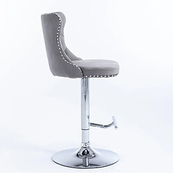 STILVORA Tabourets de bar 63,5-83,8 cm gris en velours pivotants avec dossier lot de 2 pas cher