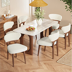 Acheter STILVORA Chaise de salle à manger lot de 4 beige clair en chenille avec structure en bois massif