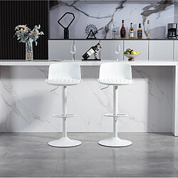 Avis STILVORA Tabouret de bar lot de 2 blanc en métal rembourré avec hauteur réglable