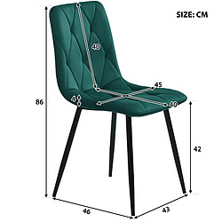 STILVORA Chaise de salle à manger lot de 4 vert foncé en velours avec pieds en métal pas cher