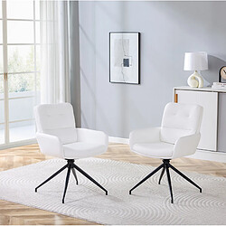 Avis STILVORA Lot de 2 chaises pivotantes 85 cm blanc et noir en PU et métal 360°