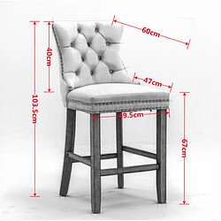 Acheter STILVORA Tabourets de bar beige en velours avec dossier haut et clous décoratifs lot de 2