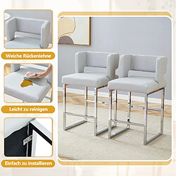 STILVORA Lot de 2 tabourets de bar 91,4 cm gris clair en métal et similicuir PU rembourrés pas cher