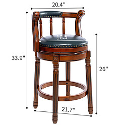 Acheter STILVORA Tabouret de bar 66 cm bleu en cuir véritable et bois pivotant à 360°